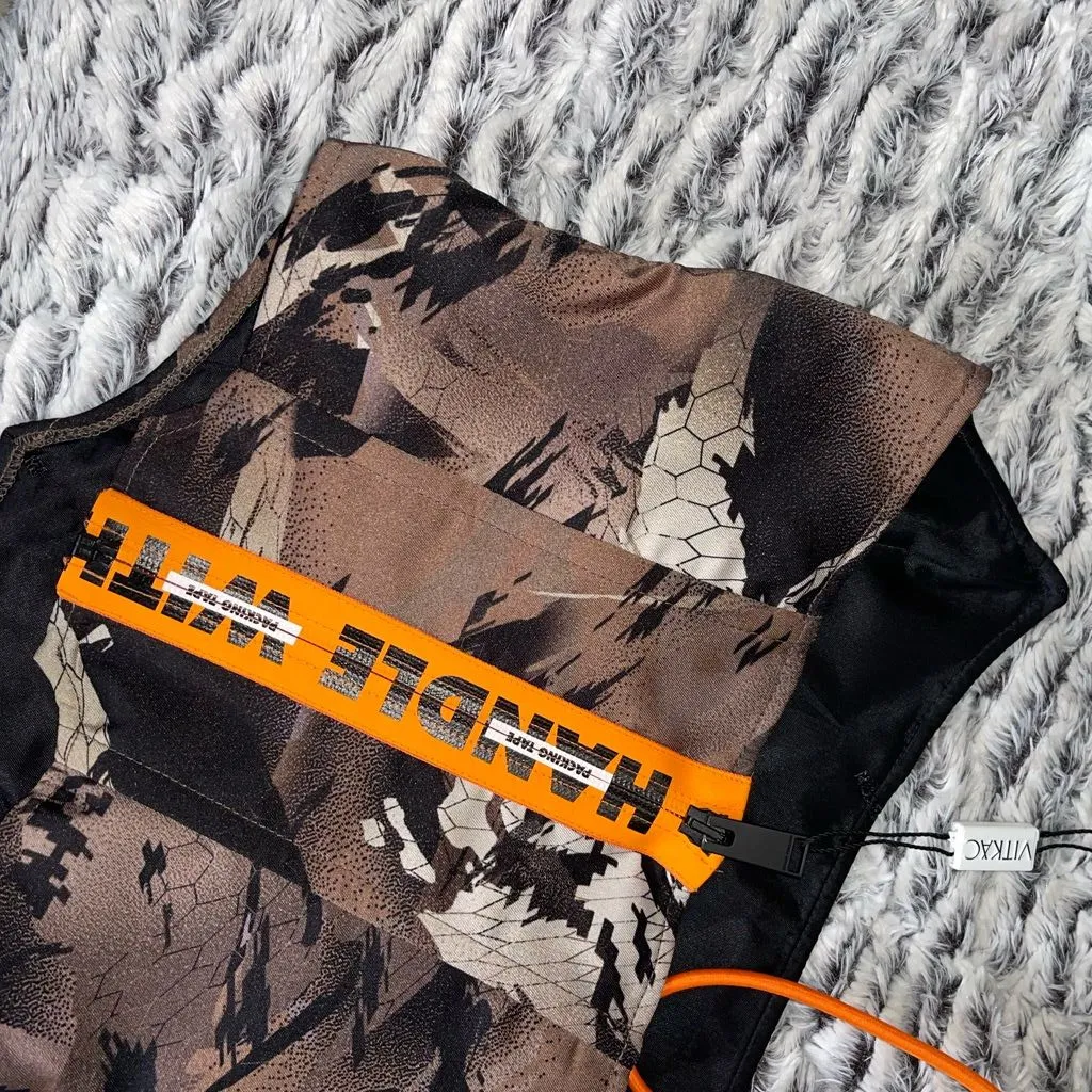 Heron Preston Camouflage Satin Corset Top H.W.C. Zip-Up Logo Tape Size 2 IT 38 - Image 15