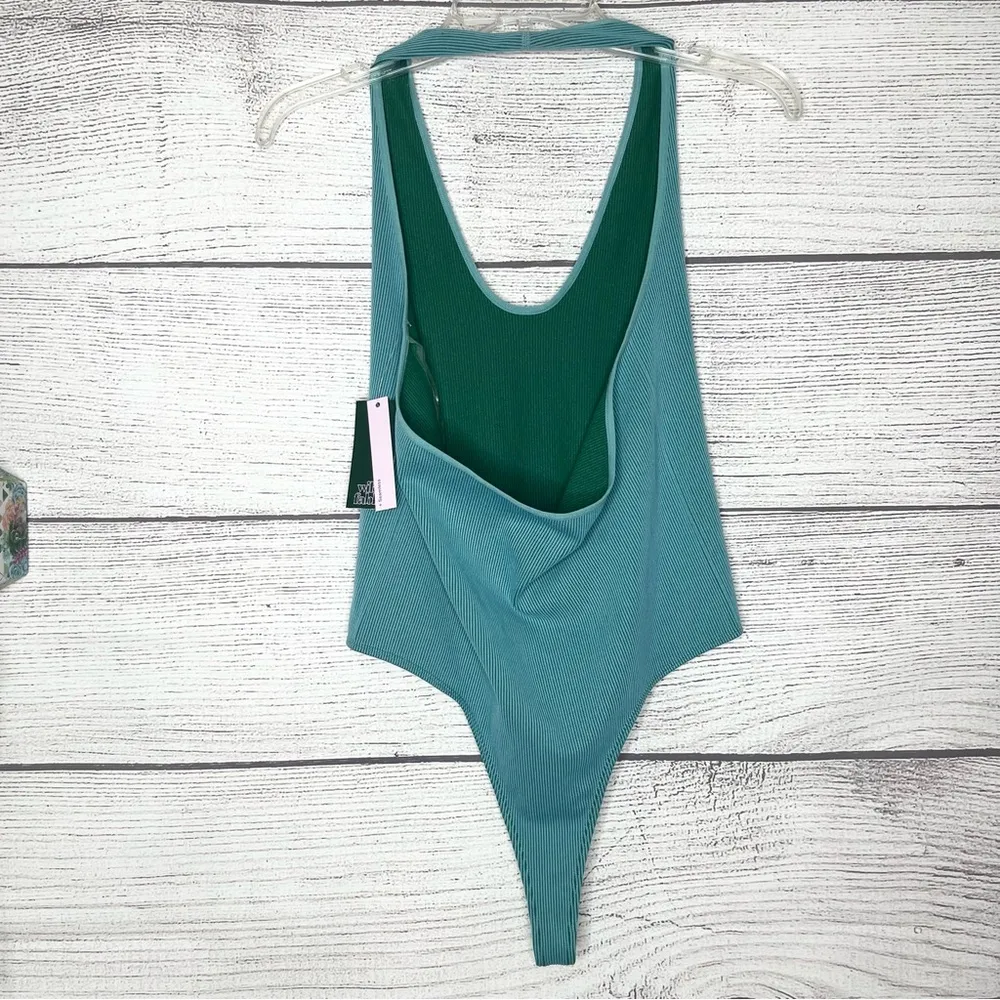 NWT Wild Fable Teal Blue Seamless Halter Bodysuit Top Size XXL - Image 9