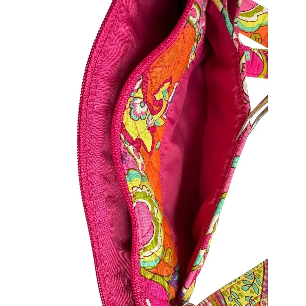Vera Bradley Quilted "Pink Swirls" Hipster Crossbody Handbag Paisley Bright - Image 3