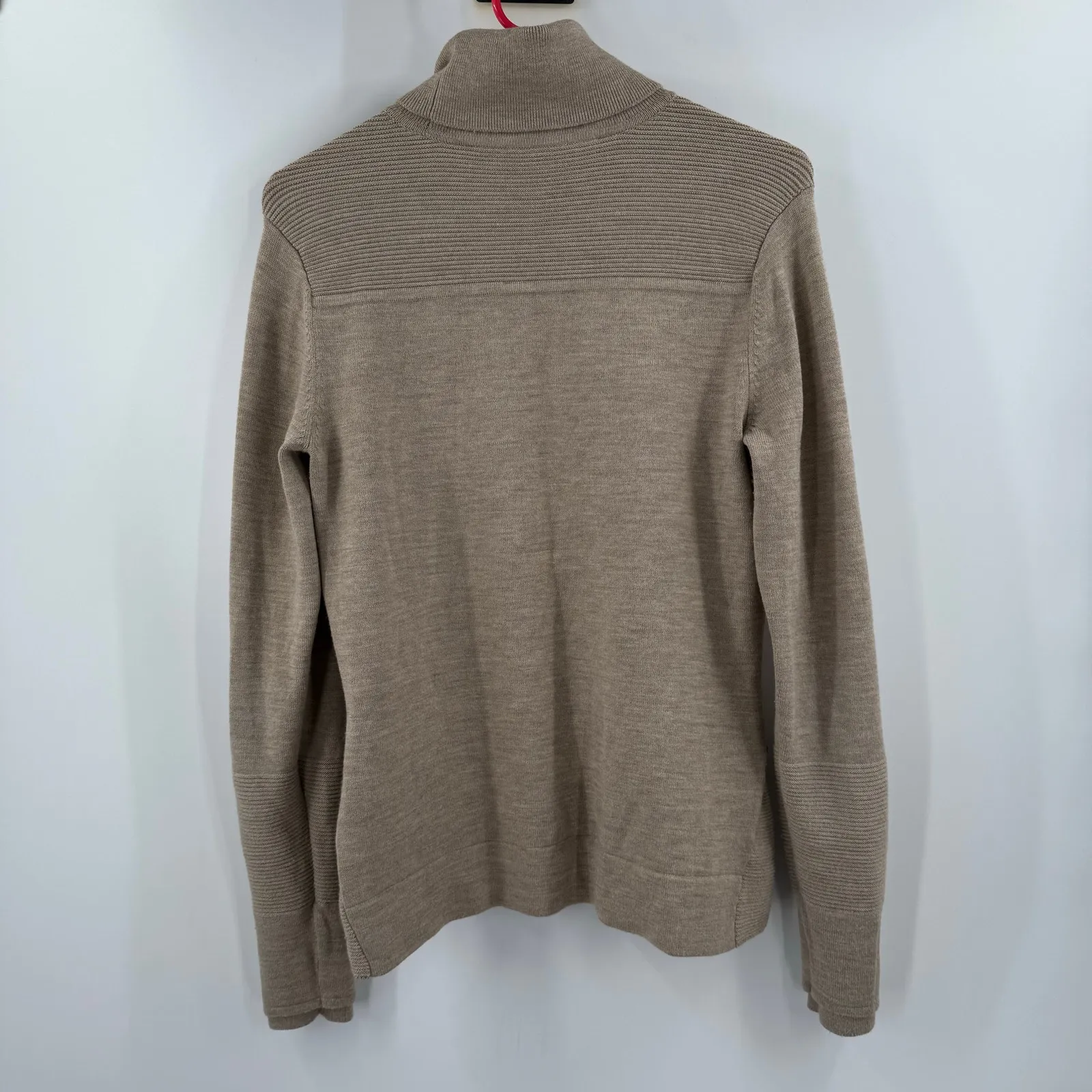 Athleta Sweater SZ Small Merino Wool Blend Turtleneck Snaps Oatmeal 159163 Snaps - Image 2