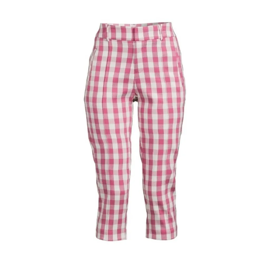 Time and Tru Womens Rosiest Rouge Zip Button Clasp Cropped Capri Pants, Size 18 Pink - Image 5