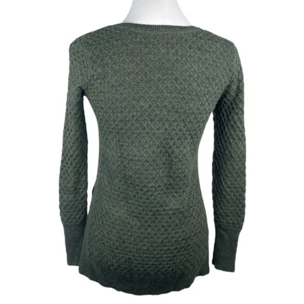 Athleta Wool Blend Layover Crew Sweater Olive Green Size XXS - Image 4