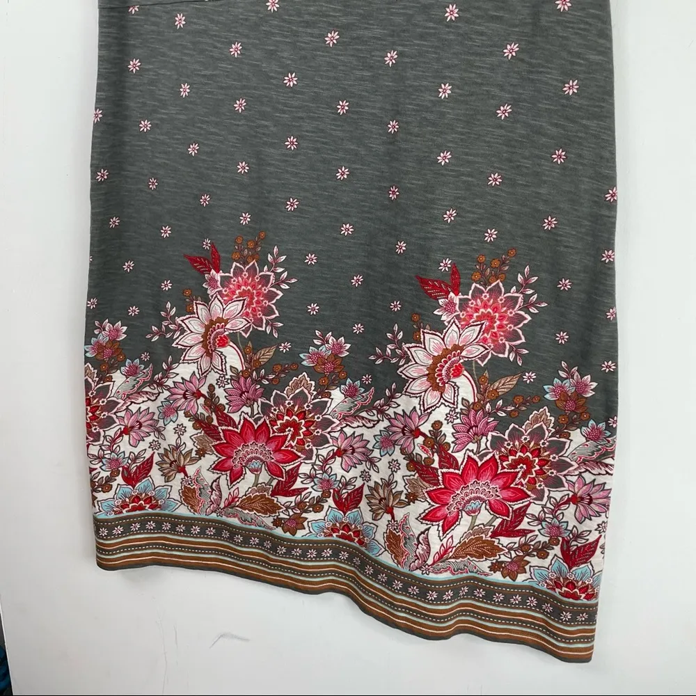 J.Jill Grey Floral Tshirt Dress Pockets Cotton Casual Boho Sz Small - Image 11
