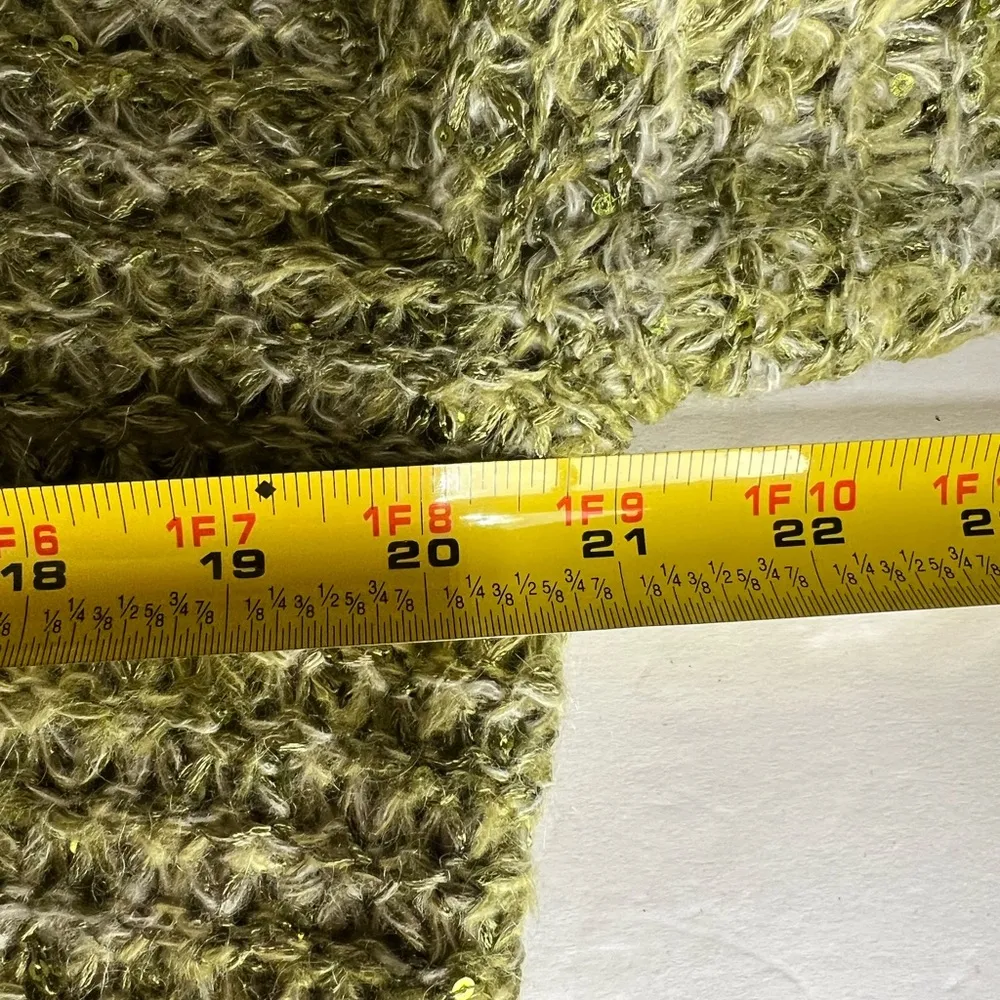 Chico’s 2 L light green mohair cowl neck sequin sweater winter holiday casual - Image 7