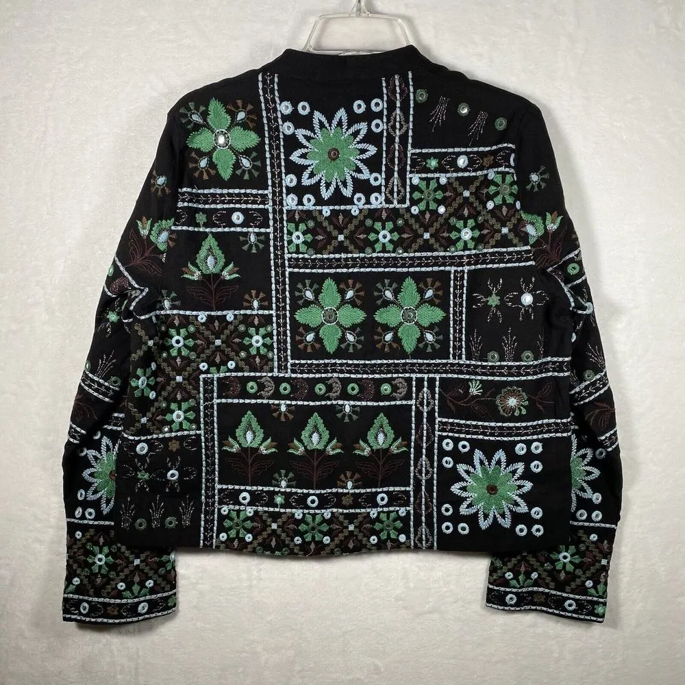 Zara‎ Women's NWT Embroidered Blouse Top Jacket Size: L - Image 9