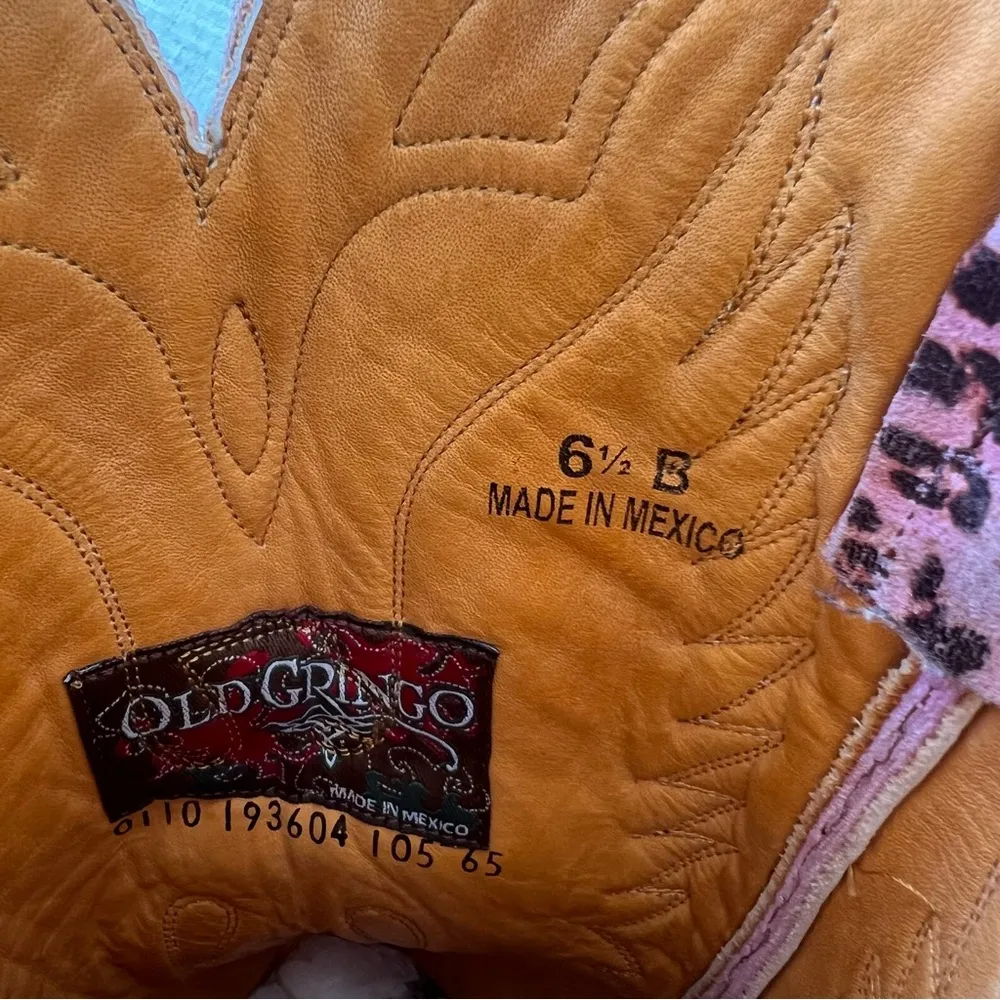 Old Gringo Eagle Distressed Pink Leather Western Boots Leopardito Cowgirl 6.5 - Image 8