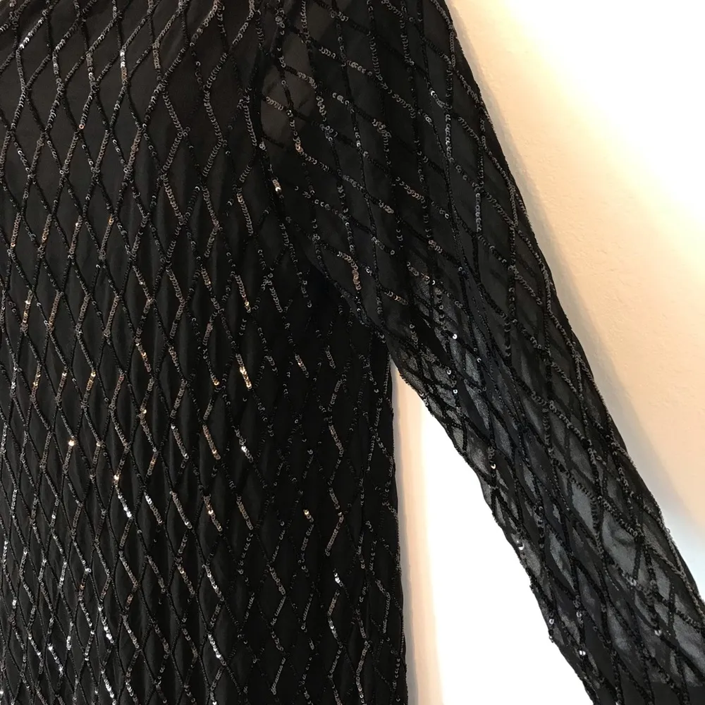 zara black metallic dress Zara Black Long-Sleeve Dress With Metallic