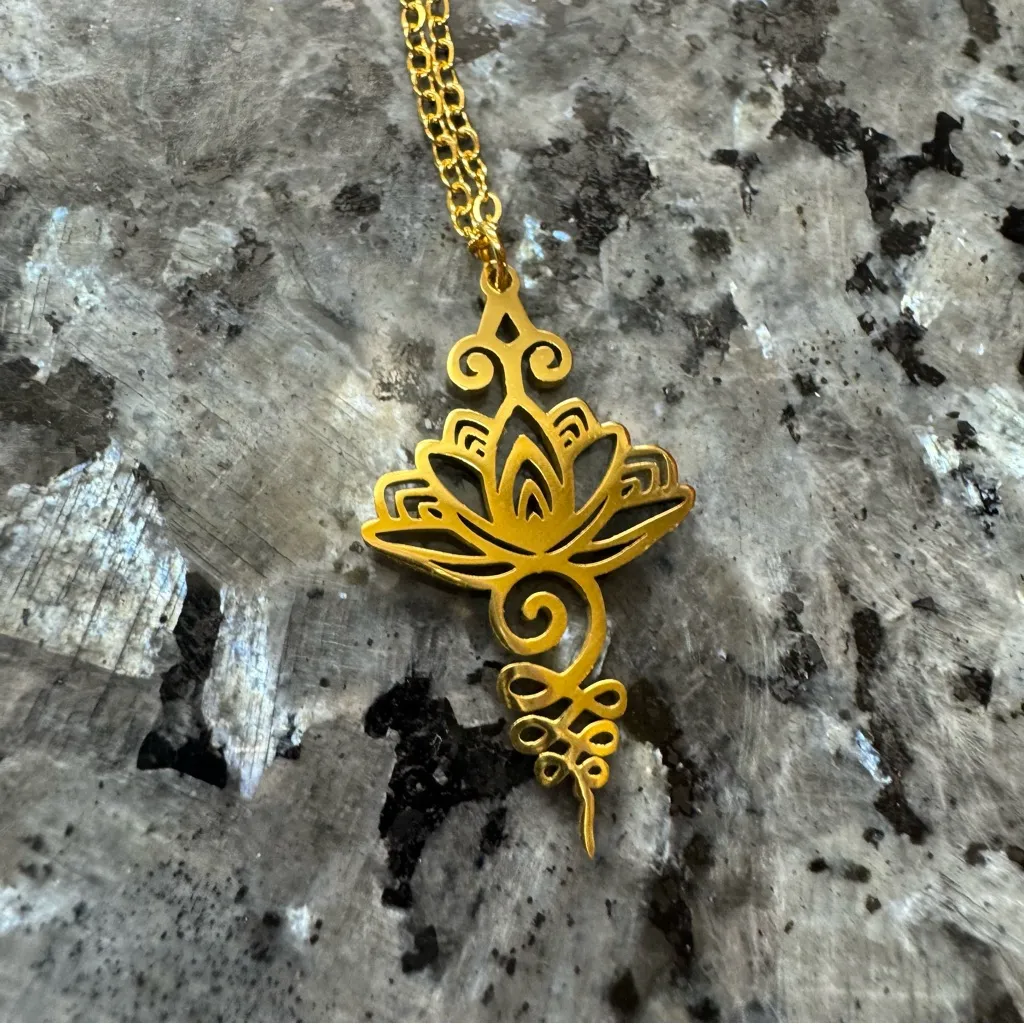 2/$25 or 3/$35 NWOT Gold Lotus Blossom Floral Pendant Necklace - Image 2