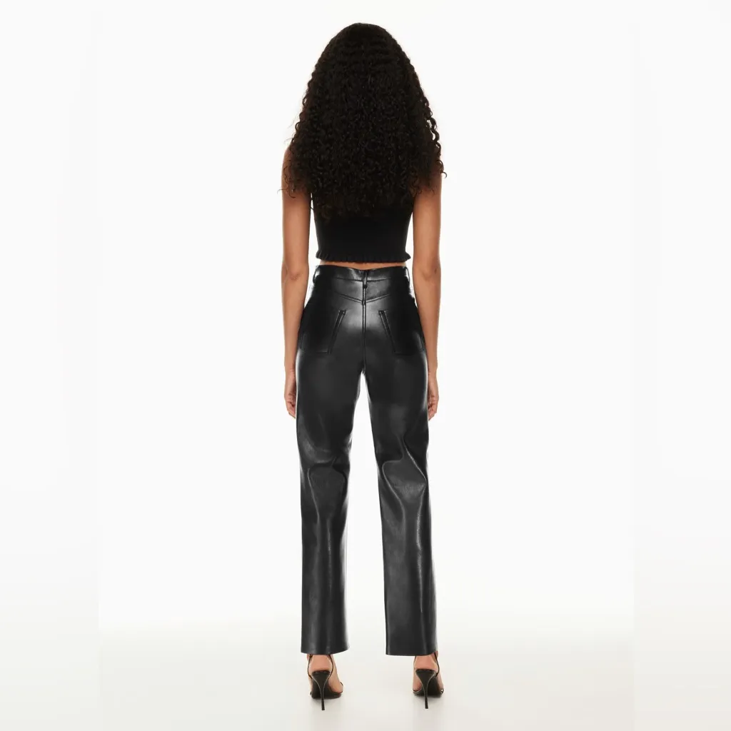 Aritzia Wilfred Melina Straight Leg Vegan Leather Pants in Black Size 4 - Image 8