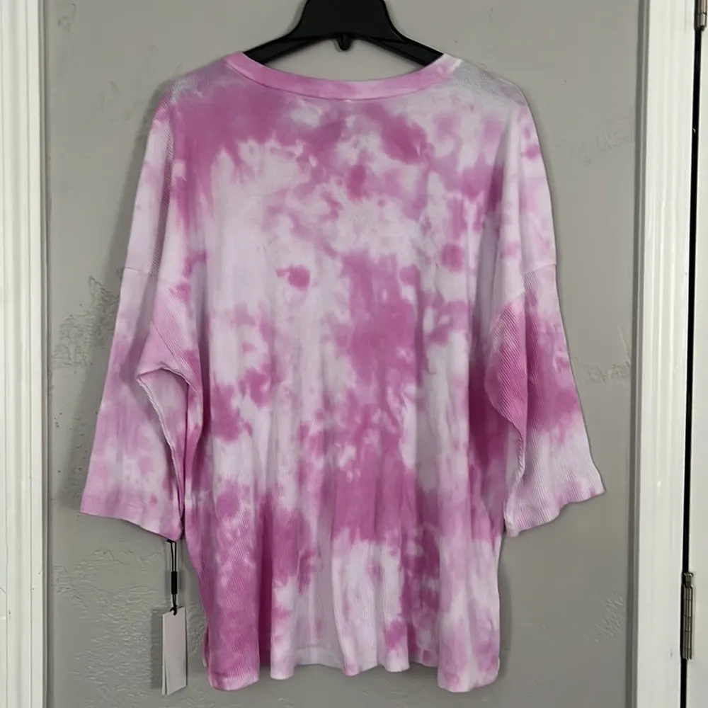 Calvin Klein Plus Tie dye Womens Crewneck T-Shirt in Pink size 2X - Image 4