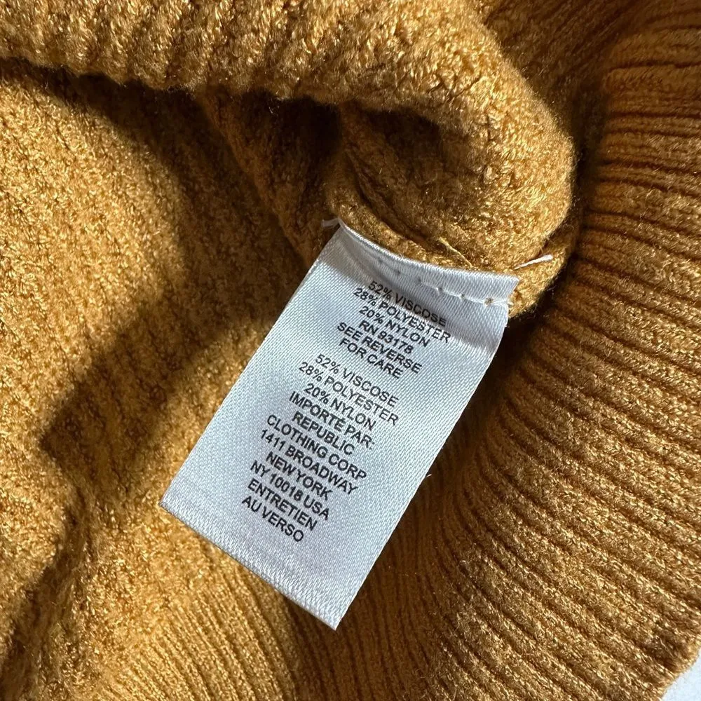 Tahari Mustard Yellow Ribbed Braided Mockneck Sweater - Image 7