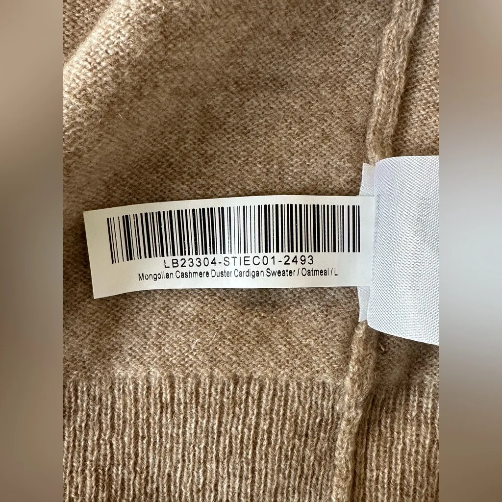 Quince Mongolian 100% Cashmere Duster Cardigan Sweater Size Large NWT Oatmeal - Image 11
