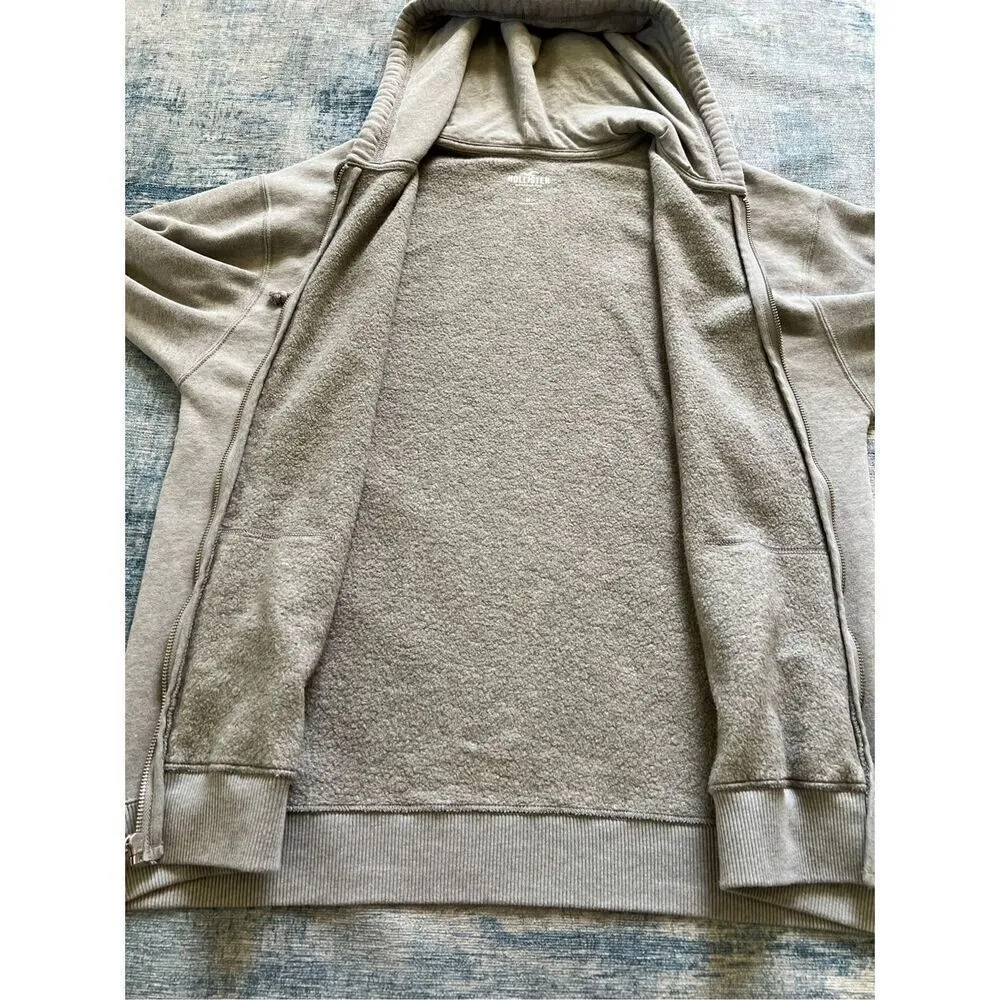 Hollister Heathered Gray Full Zip Hoodie Medium - Image 3