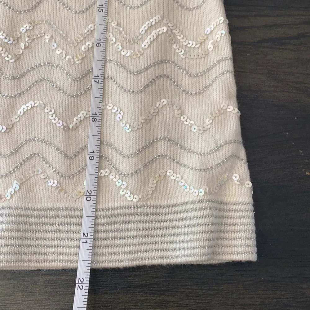 Hampshire Studio cowl neck sweater sequin sz S 490 Silver - Image 7