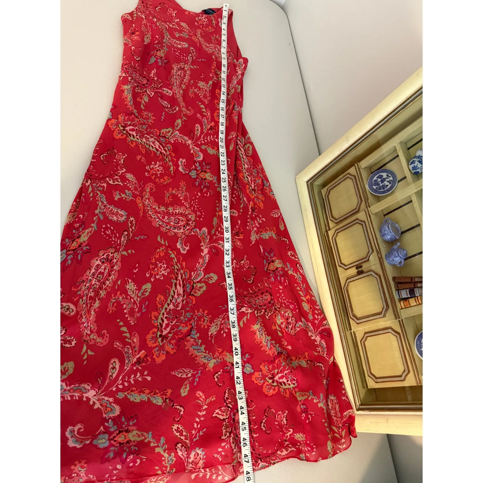 Vtg Vintage 90s Ann Taylor Pink Paisley 100% Silk Phoebe Buffay Maxi Dress 4P - Image 5