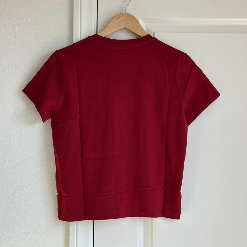 Everlane The Box Cut Tee in Essential Cotton in Merlot, Size X-Small - Image 8