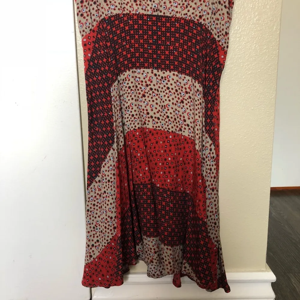 Free People Red Floral Patterned Mini Dress Boho Chic Bohemian 2 - Image 3