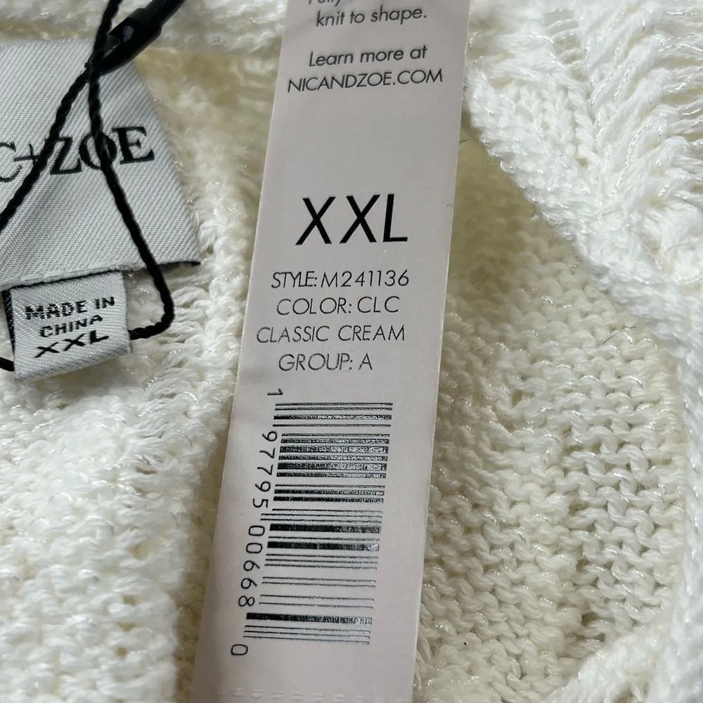 New Nic + Zoe classic cream fringe knit sweater size XXL $148 - Image 7