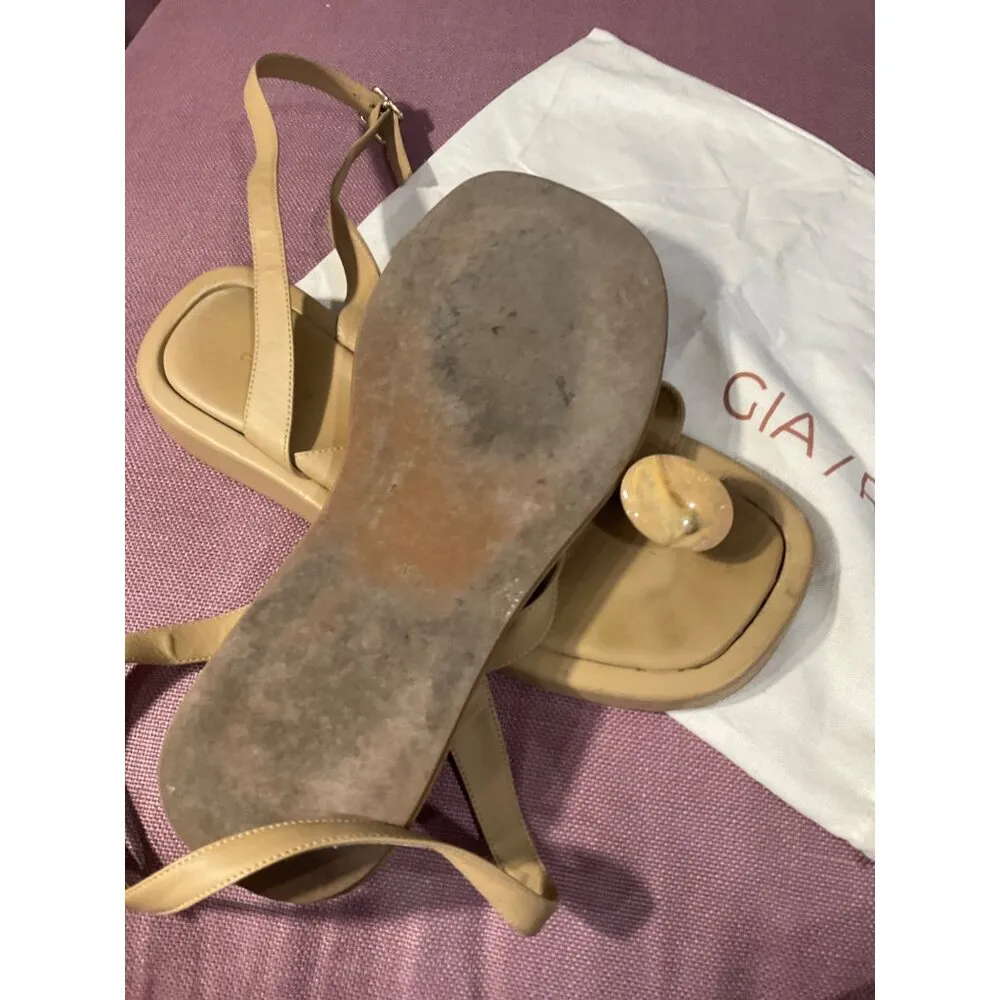 GIA BORGHINI x RHW Plexi Gem Stone Toe Sandals in Taupe 40.5 Womens Wrap Leather Tan Size 9.5 - Image 11