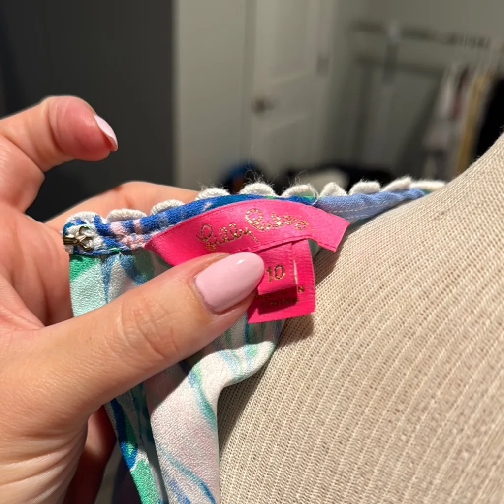 Lilly Pulitzer Blue Halter Bib‎ Collar Sundress - Image 2