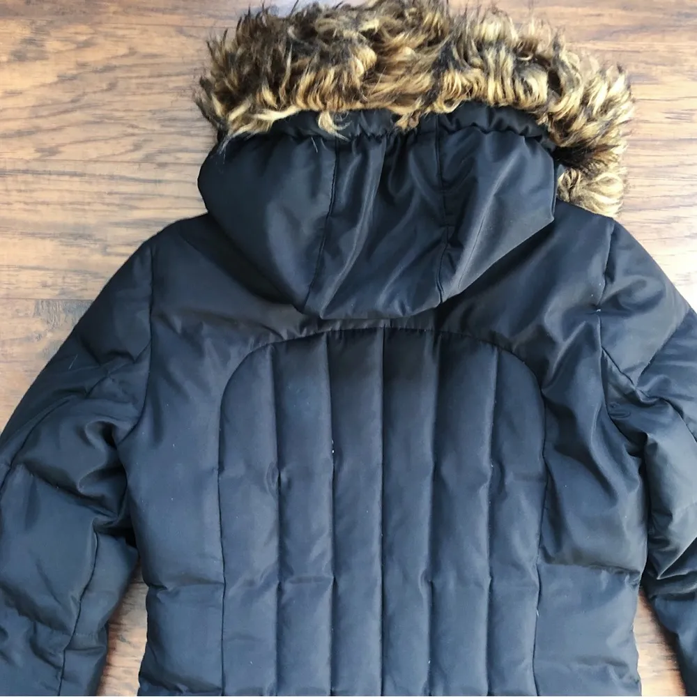 Calvin Klein • Goose Down Puffer Jacket coat black quilted faux fur trim hood - Image 10