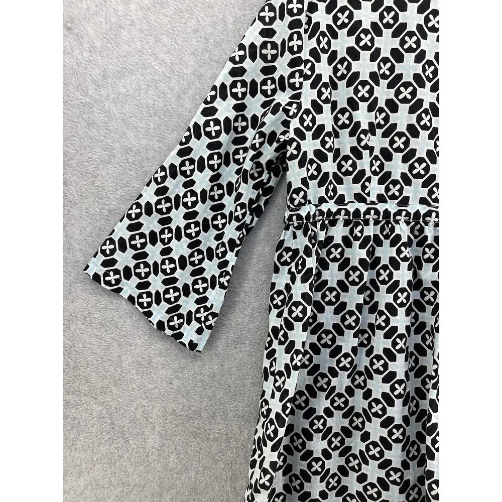 Talbots Women's Coverup Size Small 3/4 Sleeve 100% Cotton Blue Black Geometric - Image 3