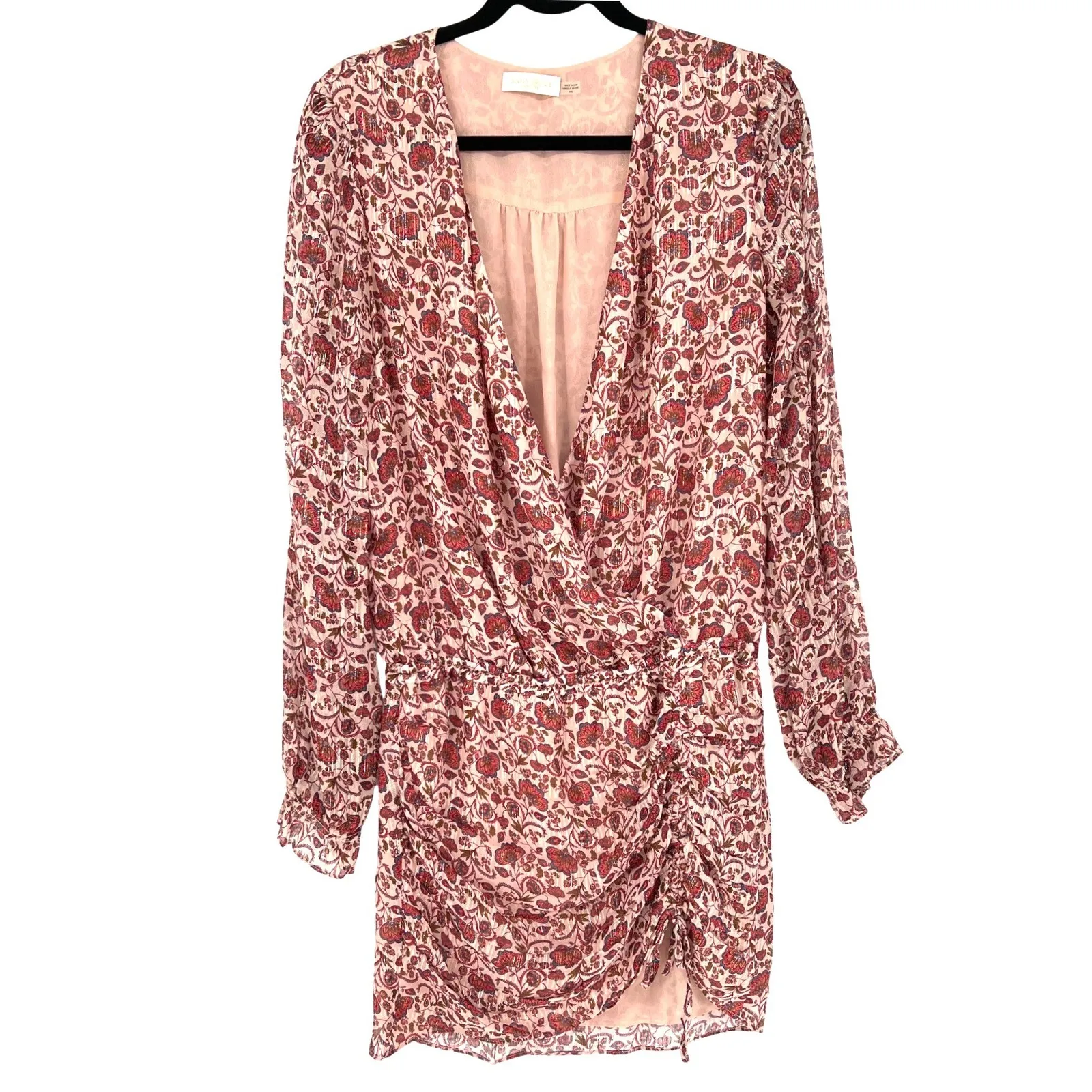 New item (JanuaRamy Brook Vina Mini Dress Silk Blush Paisley Long Sleeve Medium - Image 3