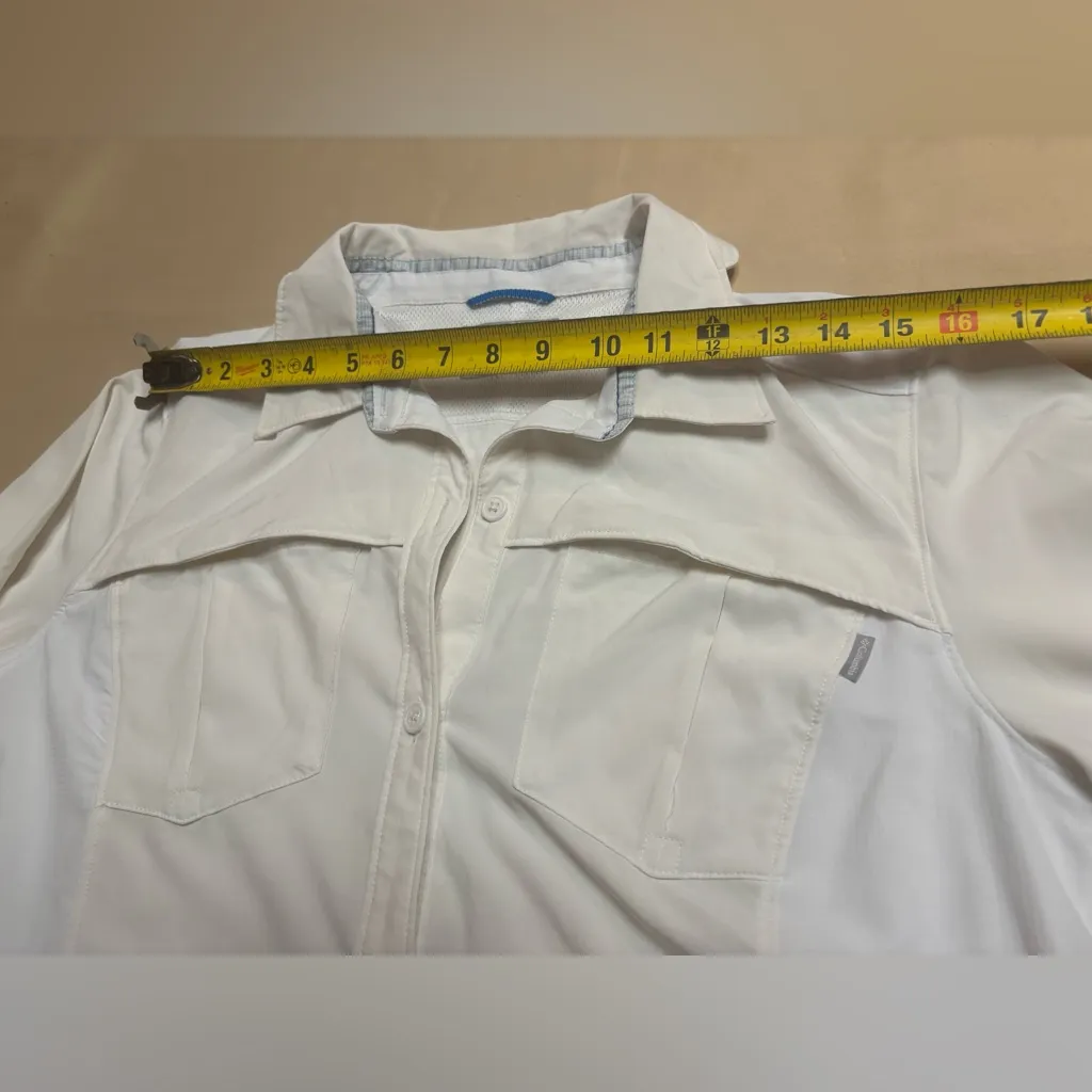 Columbia Womens White Cream Sz L Omni Shade Sun Protection Fishing Hiking Shirt - Image 6