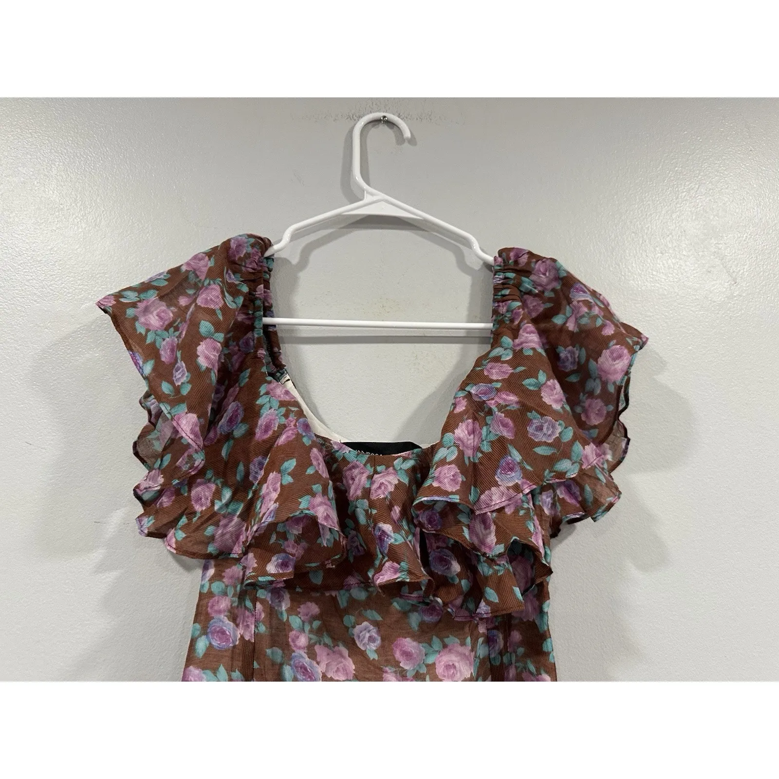 Vanessa Mooney Joelyn Floral Mini Dress Women’s Small Off The Shoulder - Image 2