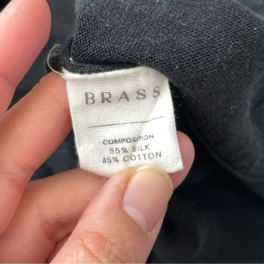 Silk Cotton Sweater crewneck lightweight womens Black medium edgy sheer casual - Image 5