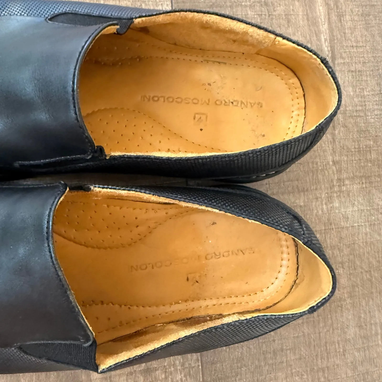 Sandro Moscoloni Mens Black‎ Leather Slip On Loafers Dress Shoes Size 11D Office Black - Image 9