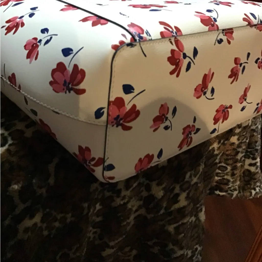 Kate Spade ♠️ Cara Large Leather Tote Wkr00520 Shoulder Bag Tea Garden Toss - Image 4