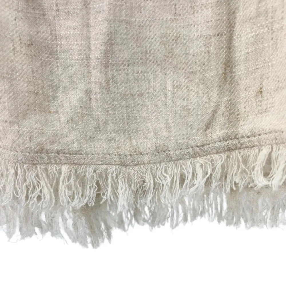 Umgee linen blend dress above the knee fringe ruffle sleeve neutral keyhole back - Image 3