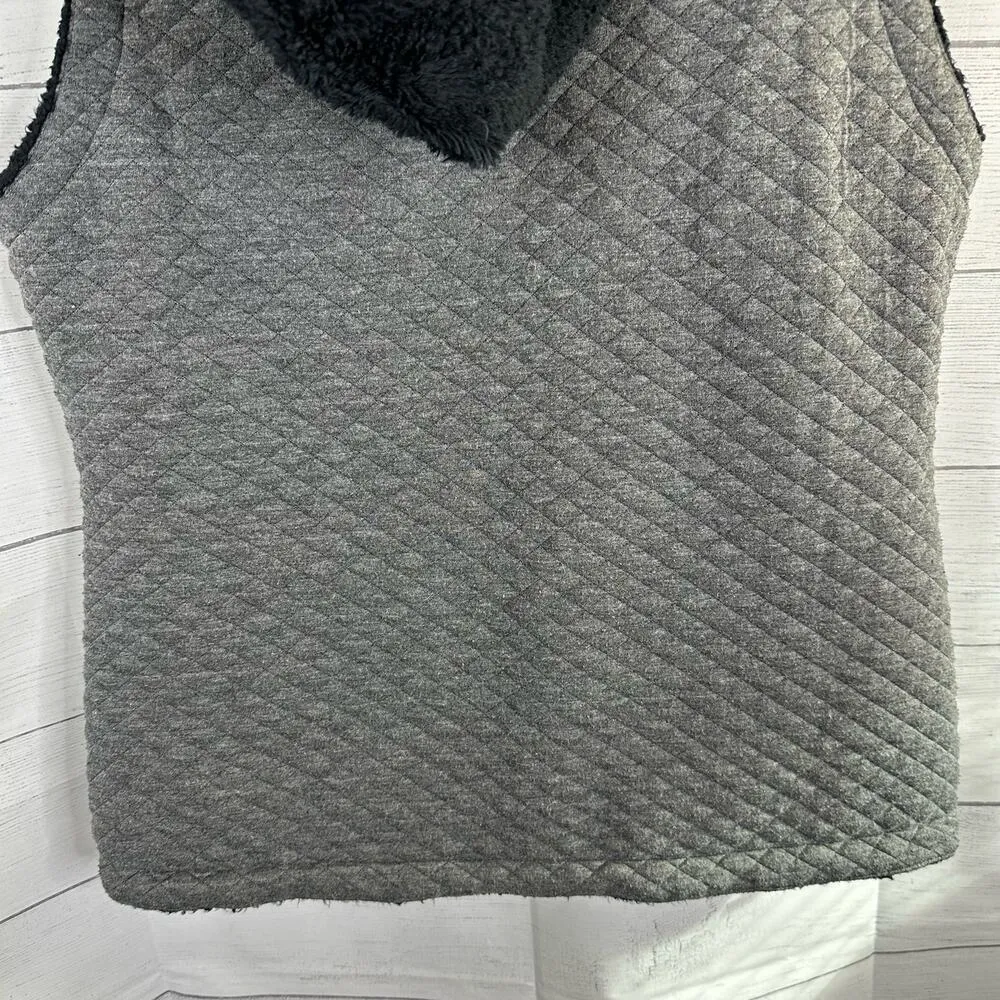 Obermeyer Womens size Medium Greyson Reversible Sherpa Vest Gray Black - Image 11