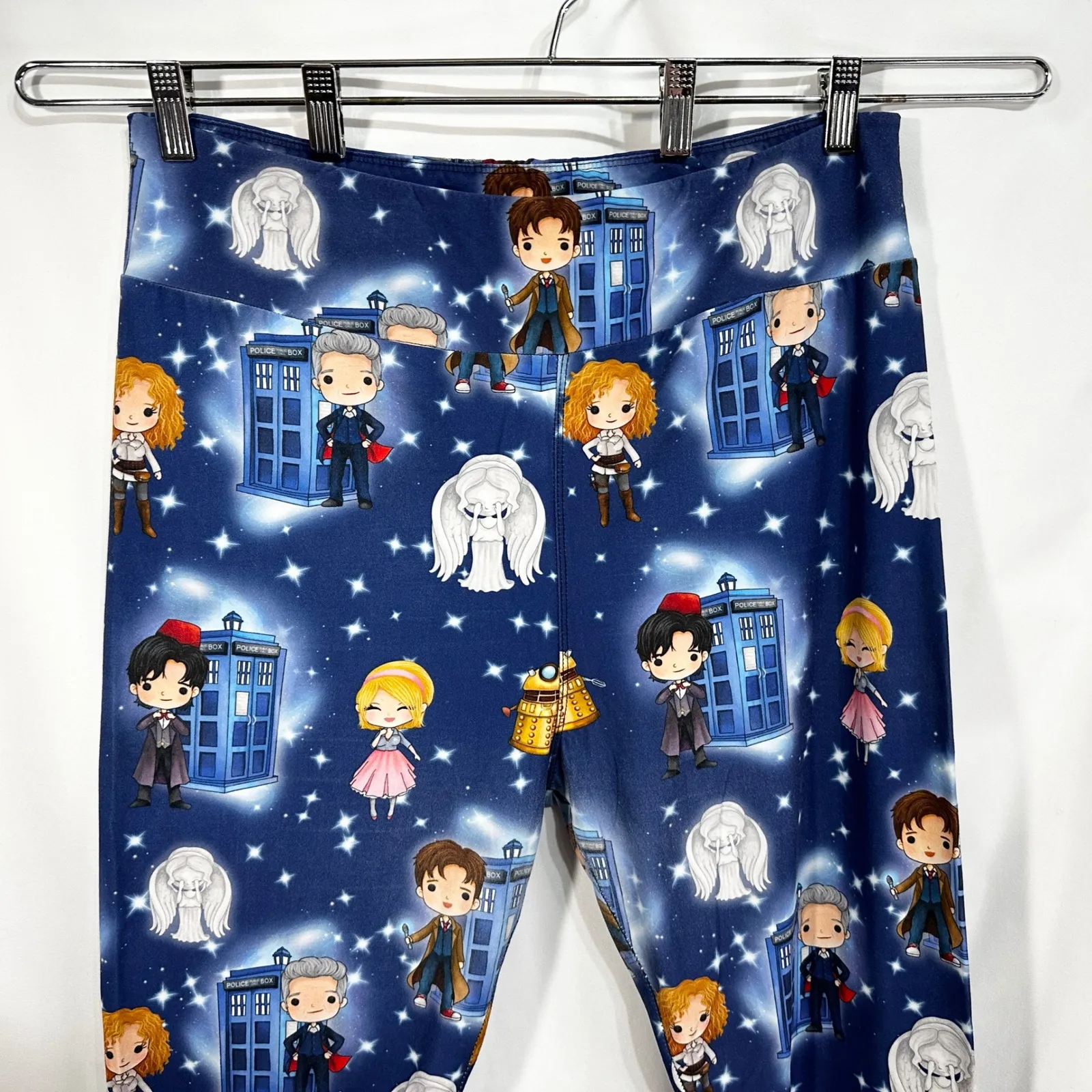 Dr Who Leggings XL Chibi Cartoon Blue‎ Cosplay TC Soft Stretch Superwholock 1686 Blue - Image 3