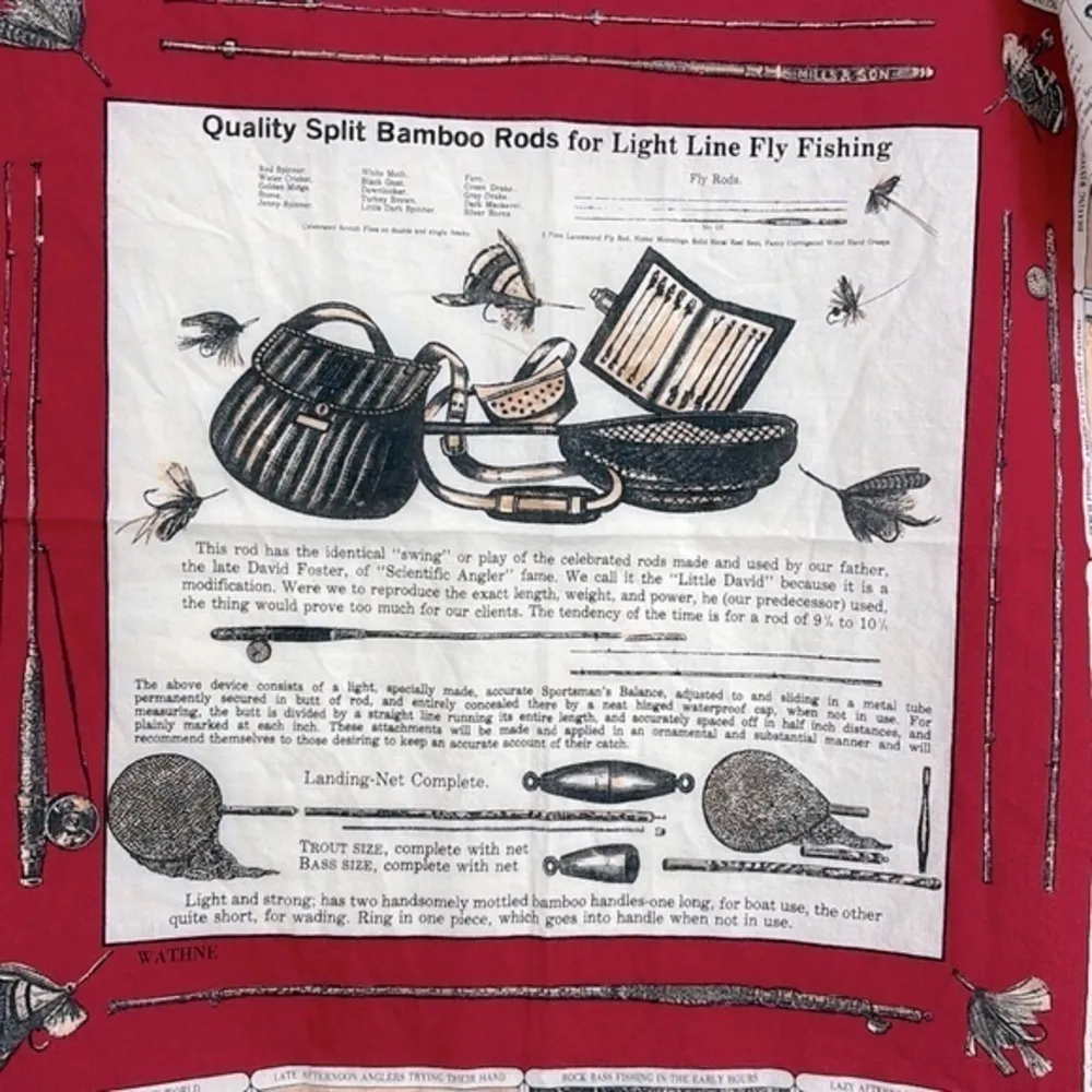 Wathne 🎣 Fly Fishing Silk Scarf Large Red - Image 2