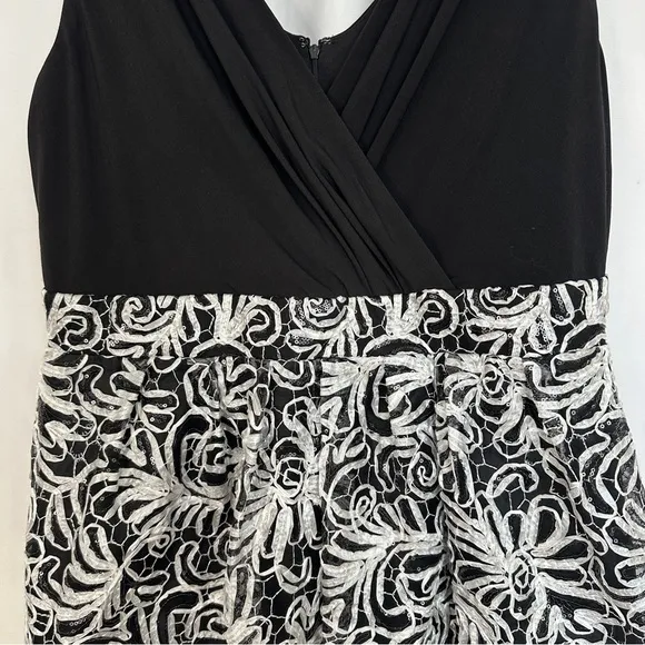 Roz & Ali Black‎ And White Womens Sleeveless Cocktail Dress Plus Size 16 Midi - Image 4