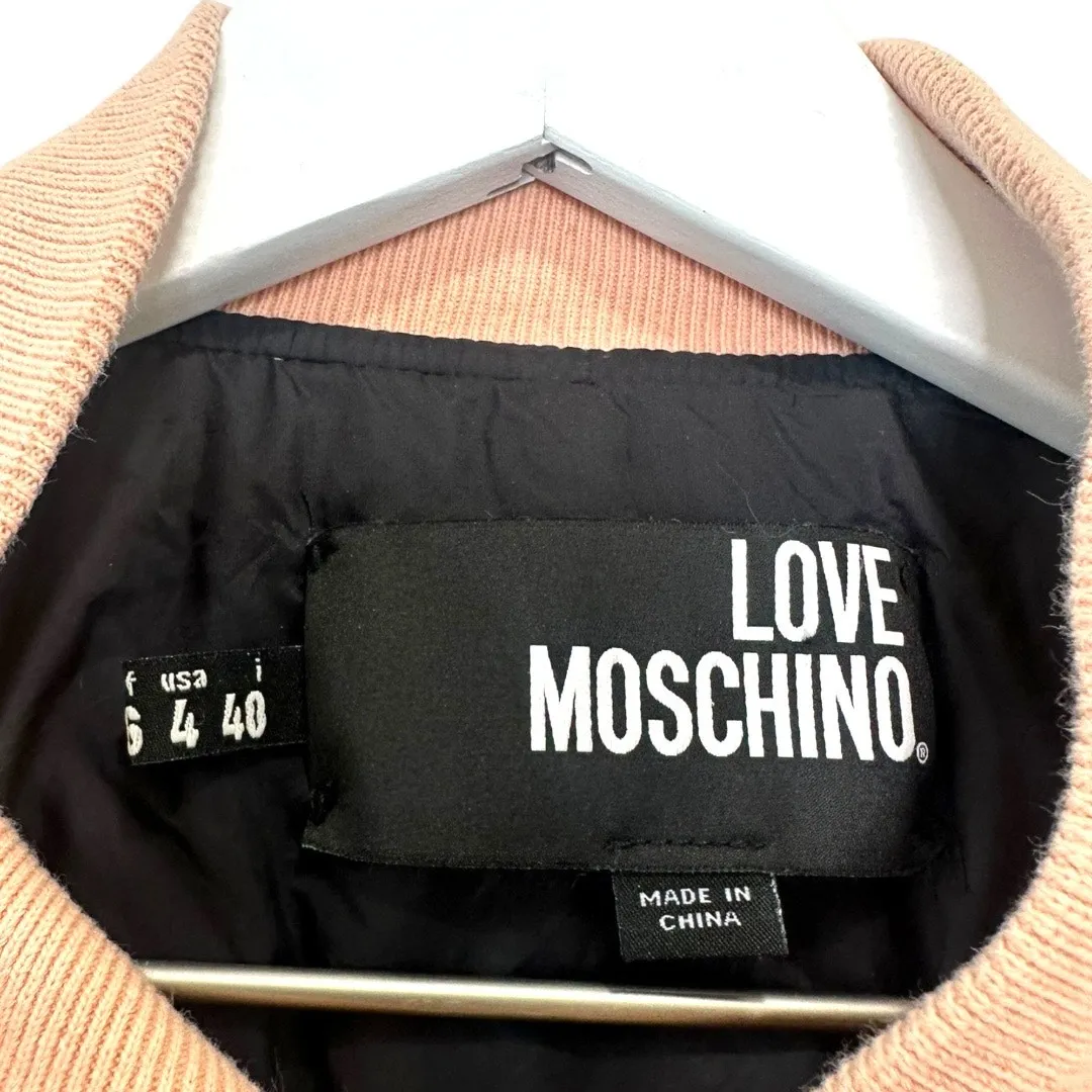 Love Moschino Pink Bomber Jacket with Heart Patch Size 4 - Image 3