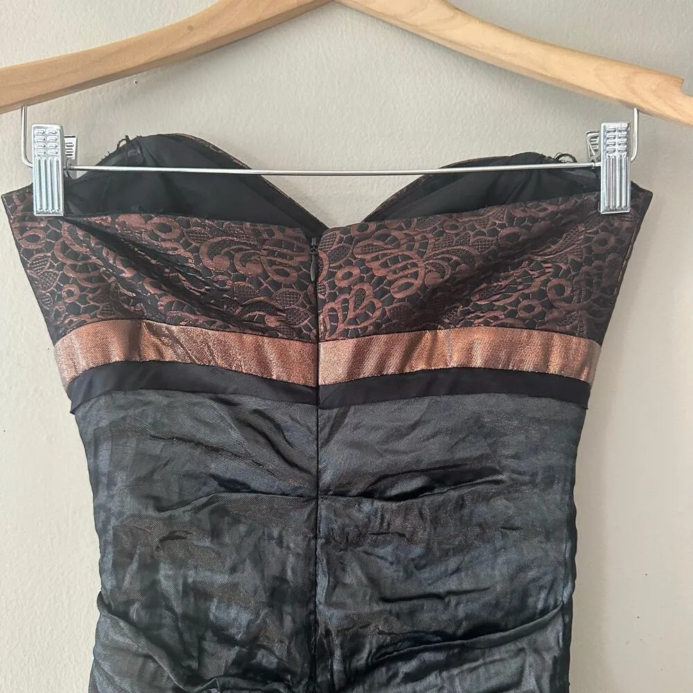 Nicole Miller Vintage Deadstock Black Crinkle Strapless Gown Size 0 NEW WITH TAG - Image 7