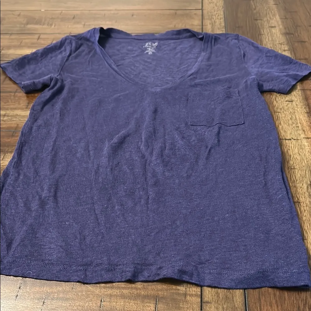 J. Crew Indigo V-Neck Tee xxsmall - Image 3