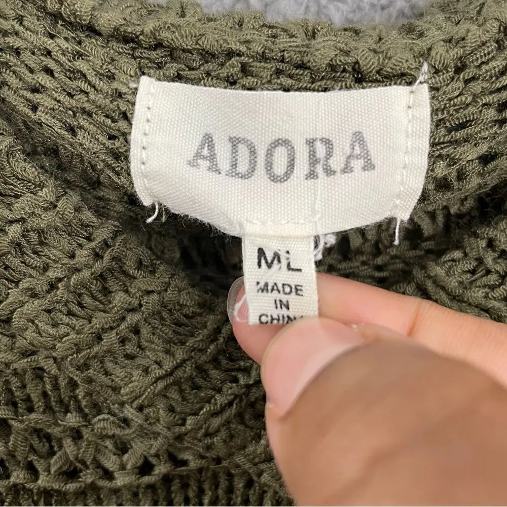 Adora Sweater Women M/L Olive Green Casual‎ Knit V - Image 4