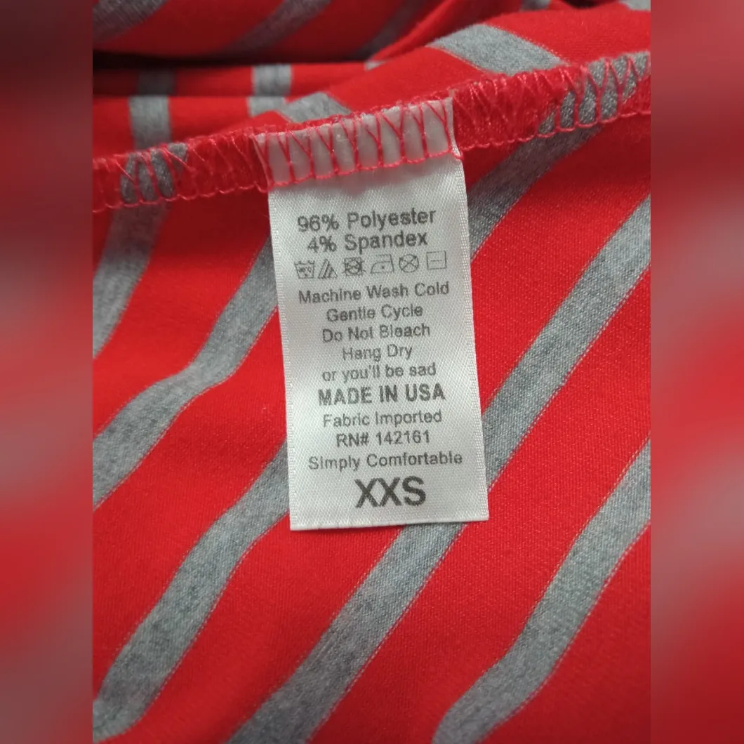 LulaRoe Women T-Shirt Red Striped Round Neck Short Sleeve Slit Side Size XXS - Image 3