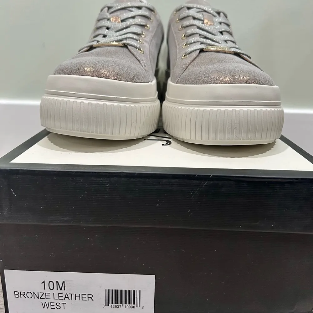 NIB J/SLIDES NYC West Bronze Leather Sneaker Shoes White Platform Soles Size 10M Tan - Image 3