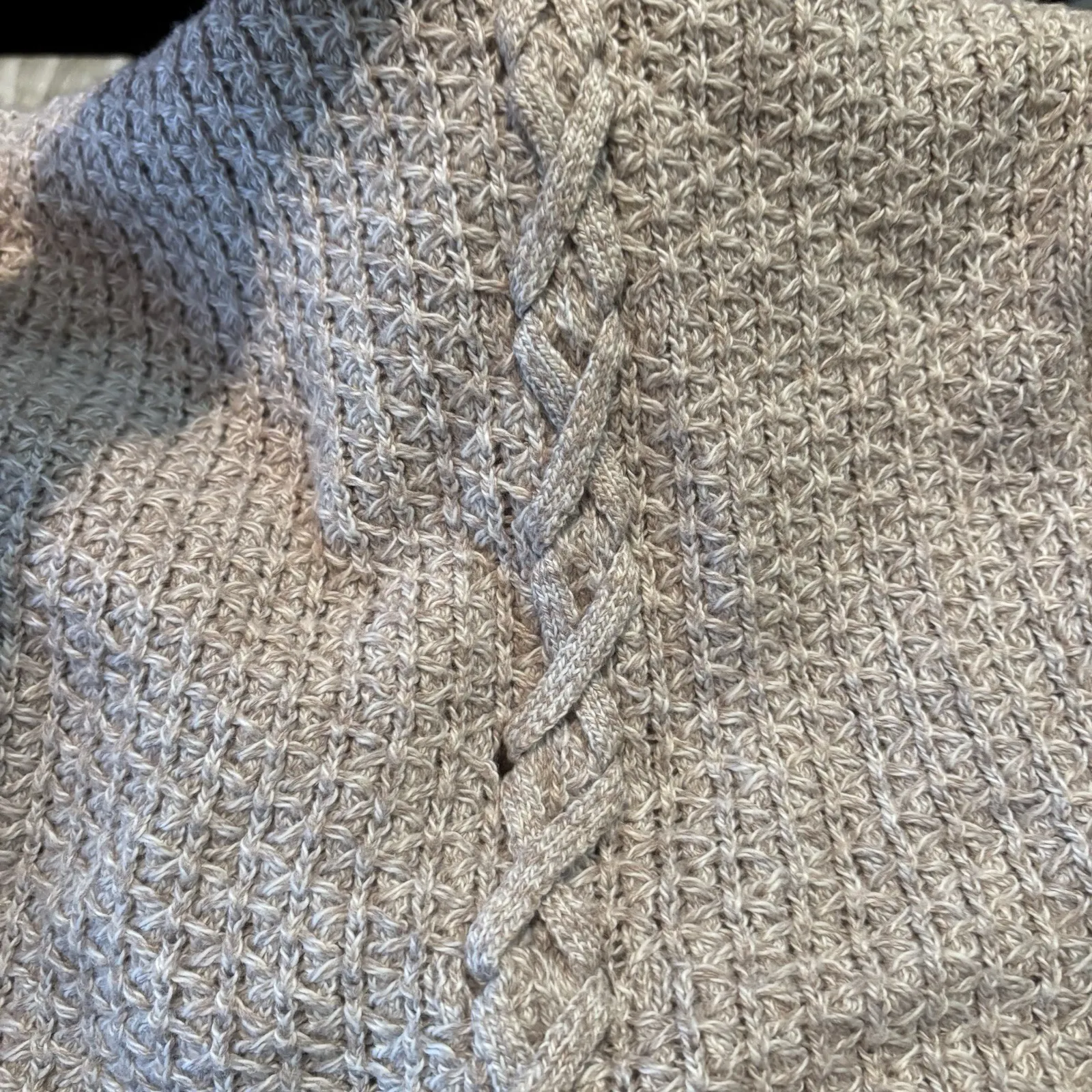 American Eagle Knit Sweater Women's Small Beige Side Lace-Up‎ Textured - Image 6