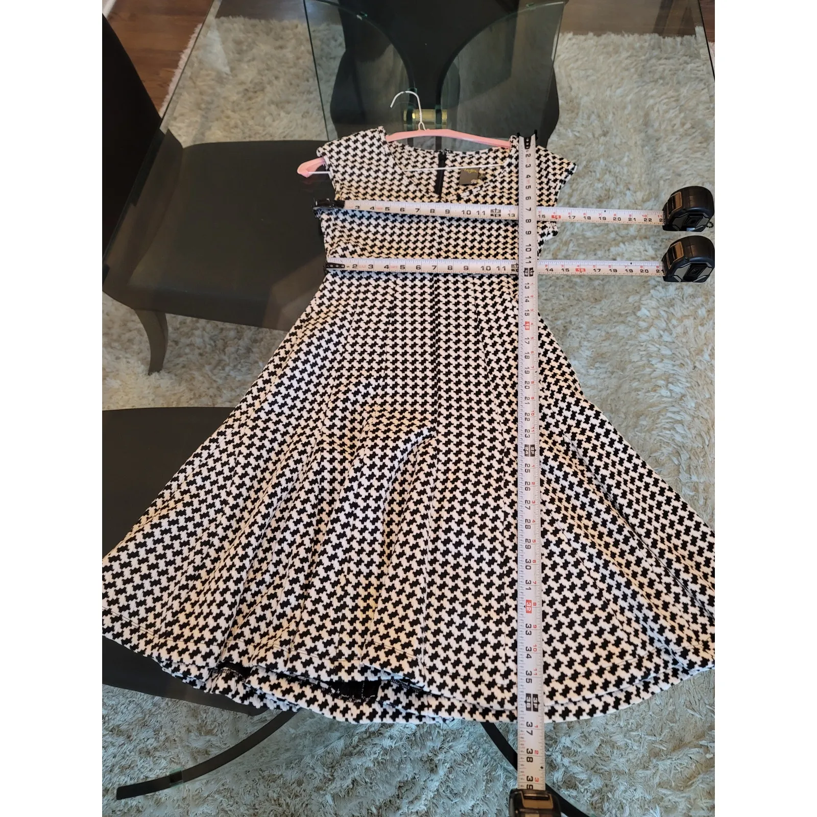 Taylor Dress Houndstooth Women's Size 4 Black White V - Image 13