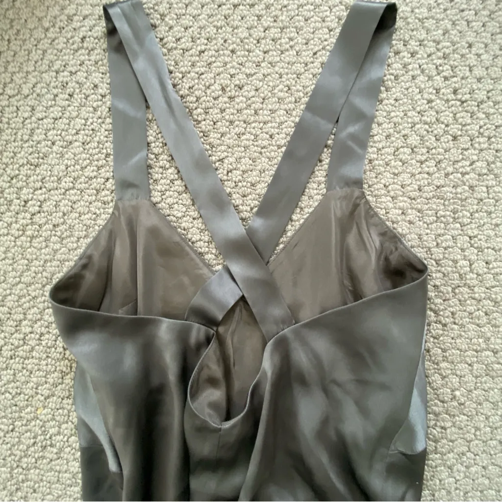 Michelle Mason Cross Back Slit Maxi Dress - Womens Size 2 Gunmetal NWT - Image 5