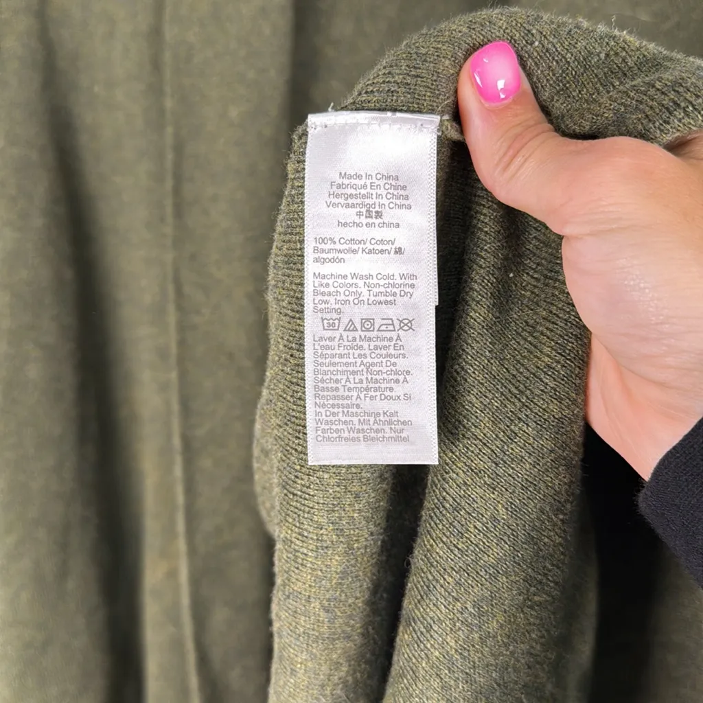 J Crew‎ Factory Longline Cotton Olive Green Sweater Cardigan Jacket Womens Large - Image 5