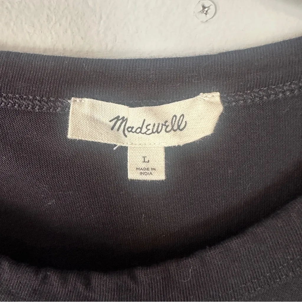 Madewell The Perfect Crewneck Tee in Allday Jersey Black Large NEW - Image 6