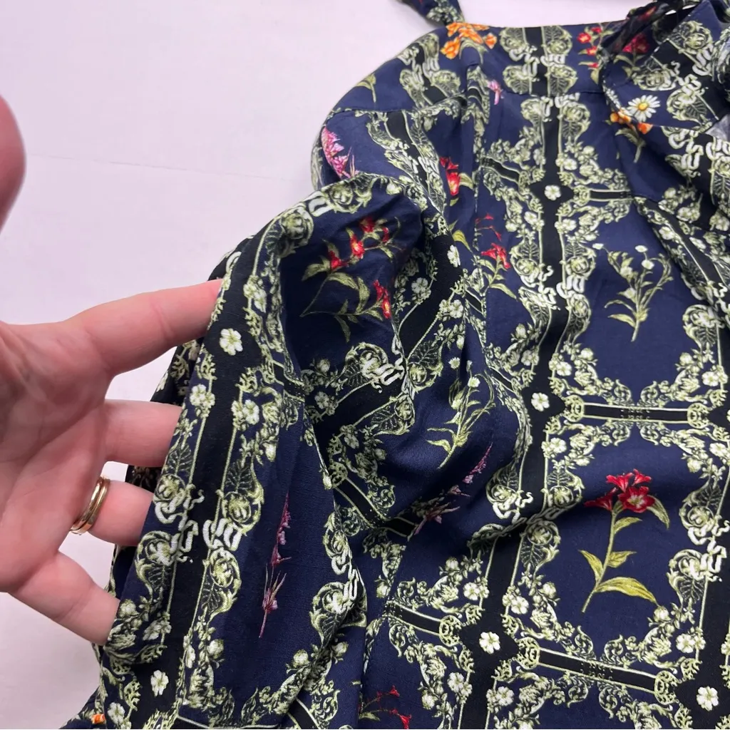 Agua Bendita x Target Dress Womens Size XL Blue Dainty Mini‎ Floral Tile Print - Image 8