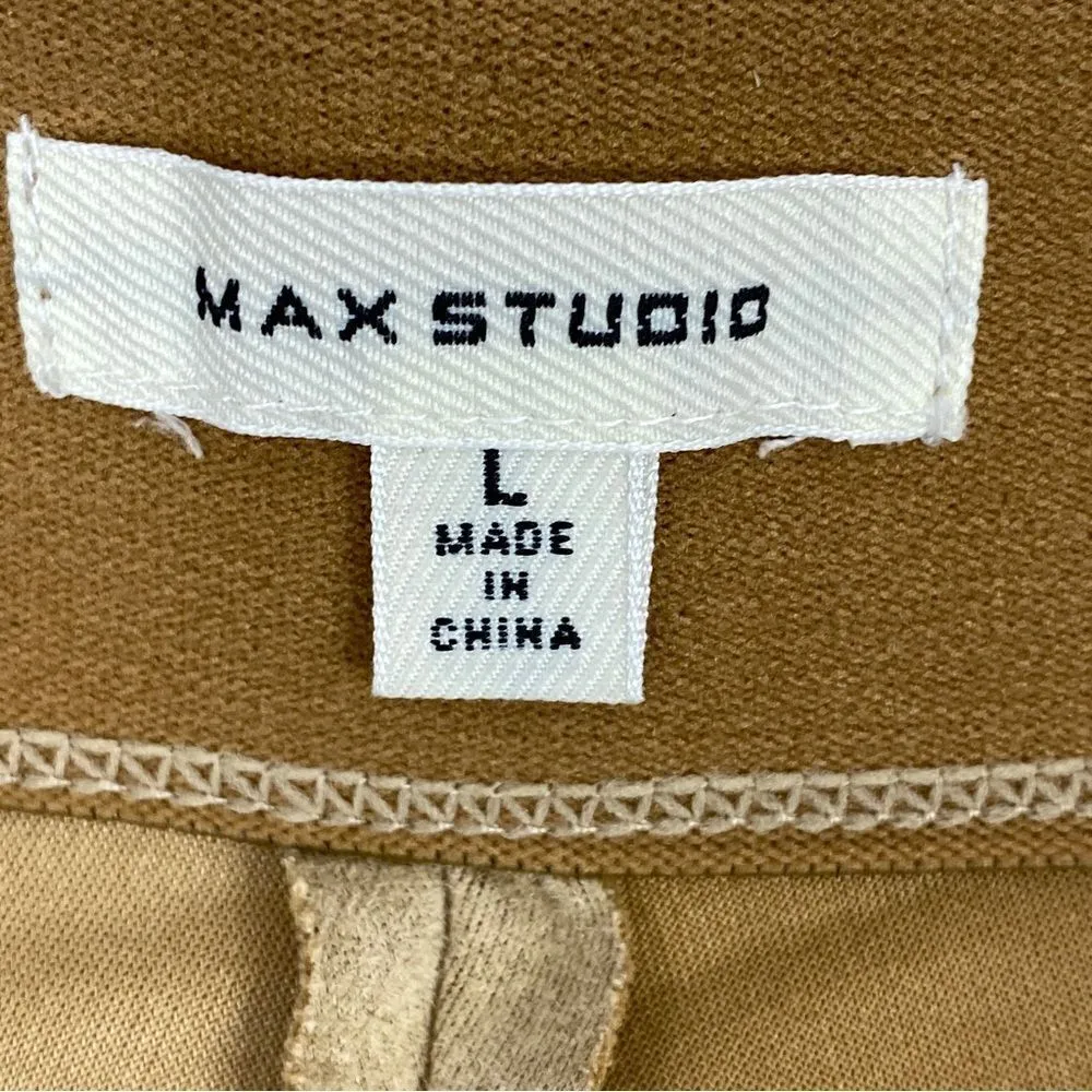 Max Studio Faux Suede Microfiber Pull On Ankle‎ Pants Tan Large - Image 6